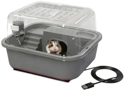 Hamsterbur, transparent tyst löparhjul, uppvärmd smådjurs livsmiljö, säker bekväm träningshölje, bärbar husdjursbur för lugnande leklägenhet vardagsrum, 30 x 25 x 19 cm