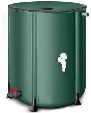Barril de Lluvia Plegable 50L-1000L con Grifo, para Riego de Jardín, Uso en Exterior y Emergencia(50L)