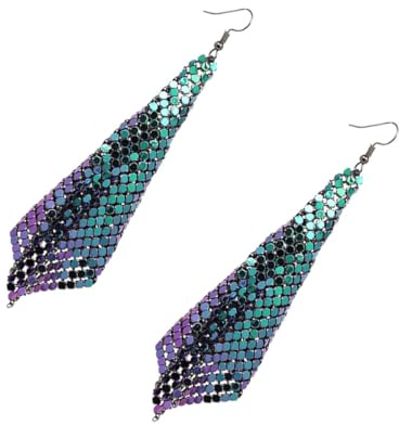 SHOWERORO Lange Metall-ohrringe mit Bunten Pailletten Geometrische Quasten-ohrringe für Damen Leichtes Aluminium Modischer Ohrschmuck für Partys und Alltag
