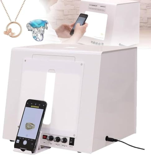 Kit de boîte à lumière Professionnelle for Photographie de Bijoux, Mini boîte à lumière for Tente de Prise de Vue de Bijoux avec Plateau tournant à intensité Variable à 360 °, for de Superbes(T20)