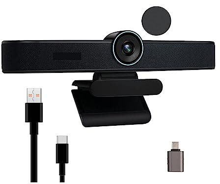 Webcam, Webcam EPTZ 4K 8MP con inquadratura automatica Webcam for PC USB con microfoni e altoparlante Zoom digitale 5X Web cam EPTZ 120° FOV(1080P60fps Webcam)