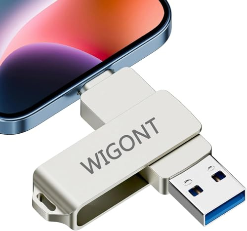 【sans l'application】 WIGONT Cle USB 256 Go, Cle per lphone Stockage Belle et Durable pour i0S/PC/Type C. 3 en 1 Clé USB pour lPhone pour Stocker Plus de Photos et de Vidéos.