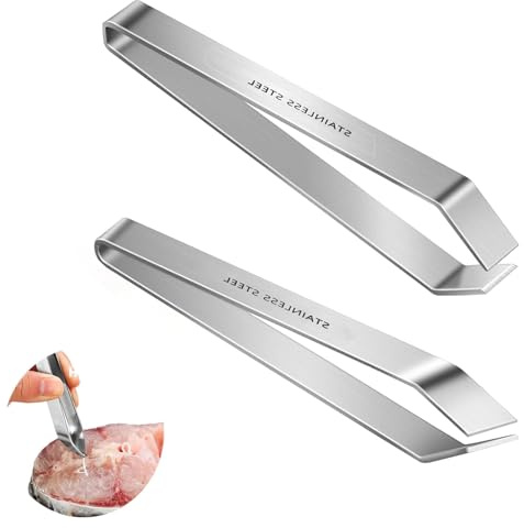 BLPRKOT 4 Piezas Pinzas de cocina,Pinza para Pescado,Pinzas pescado espinas,Alicates de aristas para peces,Pinzas de espina de pescado,Pinzas de pescado Acero Inoxidable,11cm
