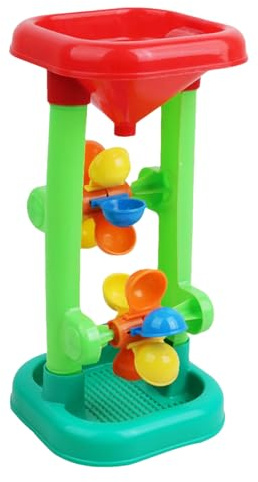 Kids Double Sand and Water Wheel Tower - Interactive Beach Hour Glass Windmill Funnel for Sandbox Bath & Pool | Durable PP Summer Outdoor Swimming Sensory Play Gift for Boys Girls