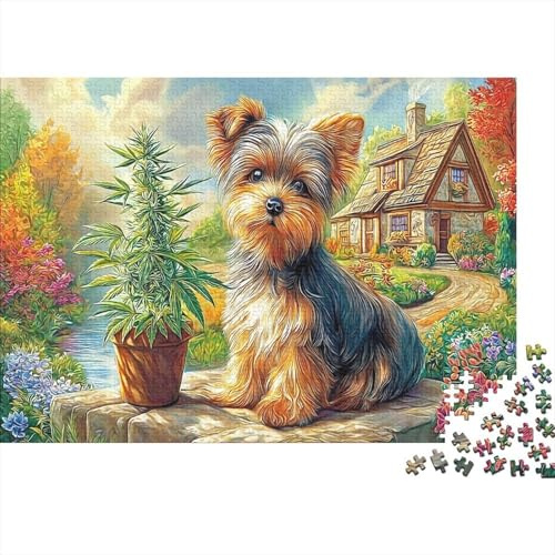 Yorkshire Terrier Heavyweight Paper Yorkshire Terrier with Potted Plant Jigsaw Puzzle for Seniors Relaxing Secret Santa Gift 70x50cm/1000pcs