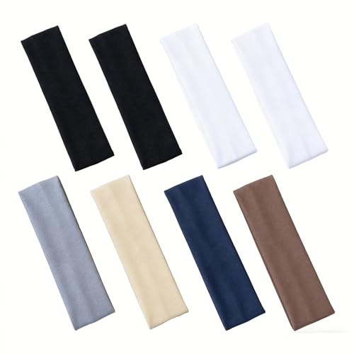 8er Stirnband Damen Sport Haarband Damen Herren 5cm Stirnbänder für Frauen | Elastisch Haarbänder Rutschfest Schweiß Haarband Sport Stirnband für Workout Yoga Laufen Fitness Kosmetik