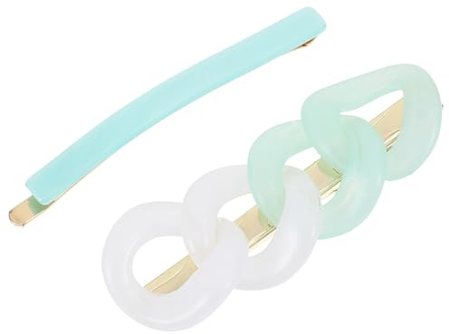 Lurrose 2pcs Hair Bang Clamps Lasting Luster and Fine Polishing, Green Resin and Iron Hair Barrettes for Women, Creative Elegant Headwear Suitable for Daily Life and Birthday