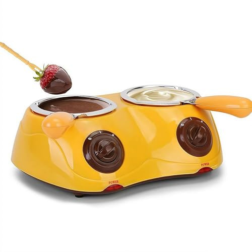 Macchina per sciogliere il cioccolato doppio con controllo della temperatura indipendente, macchina elettrica per fonduta per caramelle e dessert fai da te, kit doppio in acciaio inox per dolcetti per
