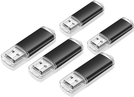 jjiqichimao 5 Pack 16GB Black Plastic USB Flash Drive, USB 2.0 usb drive | LED indicator shows transfer status for home, office and travel; thumb drive, memory stick, usb stick for backup files.
