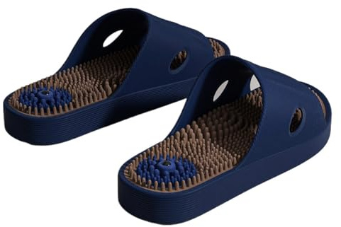 Reflexology Massage Slippers Plantar Fasciitis Acupressure Slides 2026 | Non-Slip Shower Shoes Acupuncture Sandals Deep Tissue Foot Massager Relieves Nerve Tension In The Feet(Dark blue,42/43EU)