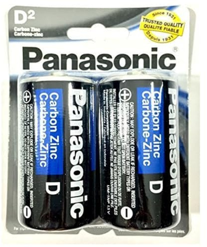 2Pc Size D Panasonic Batteries Super Heavy Duty Power Zinc Carbon