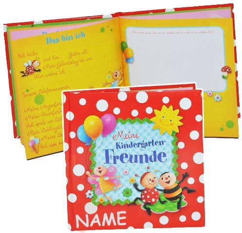 Marienkäfer - Meine Freunde Buch - Kindergarten - incl. Namen - gebunden Kindergartenfreunde Poesiealbum für Kind Kinder - Freundebuch Poesiealbum