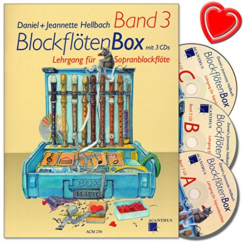 Acanthus Music BlockflötenBox Band 3 mit für Sopranblockflöten – Daniel Hellbach – mit herzförmiger Notenklammer Acanthus Music