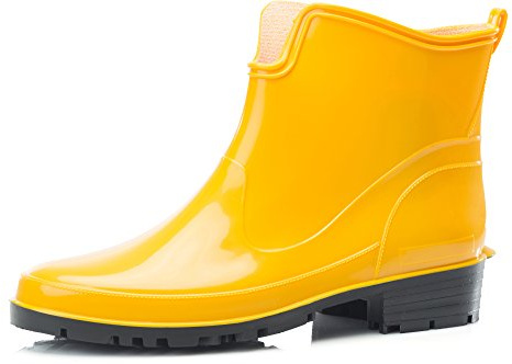 Ladeheid Bottes en Caoutchouc pour Femmes Courtes Bottines Imperméables Bottes de Pluie Élégantes et Confortables LA-930 (Jaune, 39 EU)