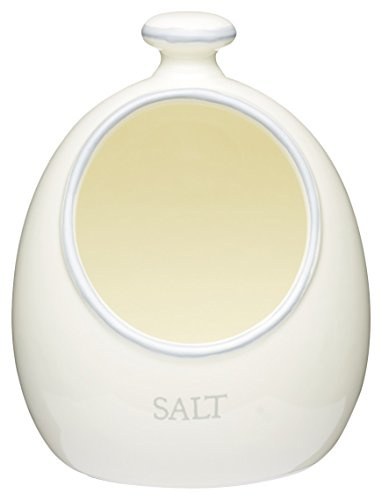 KitchenCraft Classic Collection saltbehållare Salt Pig, klassisk salttopp av vit keramik, diskmaskinssäker, 10,5 x 10 x 15 cm, vit
