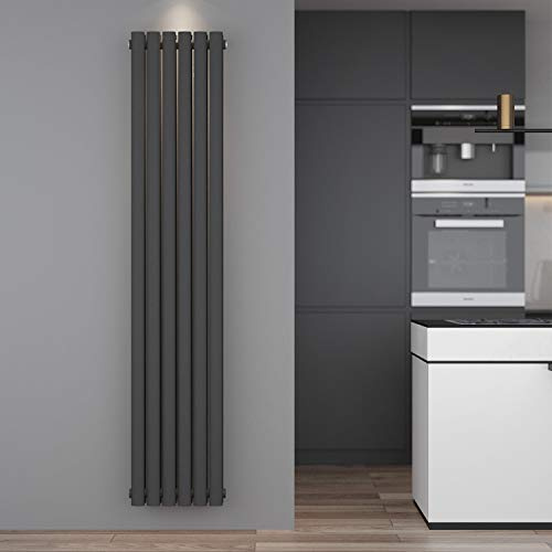ELEGANT Design Heizkörper Röhren 1800x354mm Anthrazit Oval Paneelheizkörper Vertikal Mittelanschluss Doppellagig