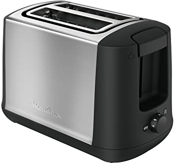 Moulinex Subito LT340811 Tostadora 2 ranuras y 7 ajustes/tiempo de tostado, función Stop, bandeja recoge-migas, 2 ajustes con iluminación para funciones descongelar y recalentar, Negra