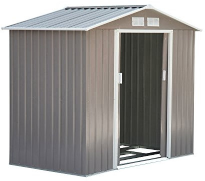 Abri de Jardin 2,13L x 1,27l x 1,85H m Fondation Incluse Porte coulissante ventilations tôle Acier Gris