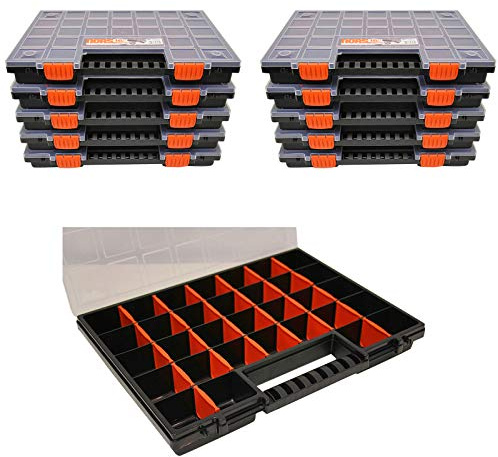 Nors16 Boîte à Vis - Lot de 10 - Dimensions : 399 x 303 x 50 mm - 26 Compartiments Variables