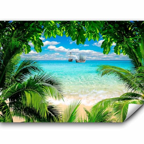 murando - Fototapete selbstklebend Tropische Insel, 343x256 cm, Wohnzimmer | Selbstklebend ohne Kleister, Full HD Druck, ideal fürs Wohn- oder Schlafzimmer, schnelle Montage, lichtbeständig, geruchsfrei