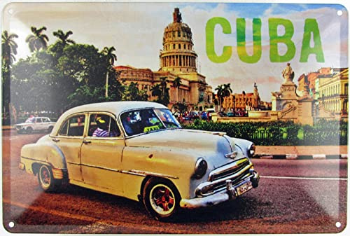 Blechschild 20x30cm gewölbt Cuba Oldtimer Kuba Havana Deko Schild