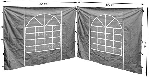 QUICK STAR 2 Side Panels with PE Window 300x195cm Grey for Gazebo Sahara 3x3m