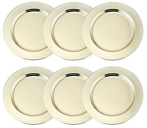 Insun 6 Pezzi Vassoi da Portata in Acciaio Inossidabile Vassoi Rotondo Rivestimento per Feste, Funzioni, Buffet, Catering Oro 24cm Diametro