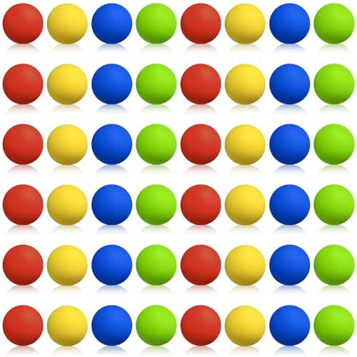 Sumind 48 Pieces Foam Balls Bulk Rounds Refill Balls Soft Foam Bullet Replacement Refill Pack for Blasters Guns for Kids Birthday Party Games Favors Gifts for Boys and Girls(Red, Blue, Green, Yellow)