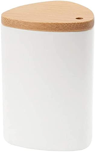 LATRAT 1 porte-cure-dents en polypropylène avec couvercle en bambou, boîte à cure-dents pour la maison, la cuisine, le café, le restaurant, le bar, blanc