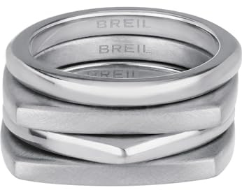 Breil, Collezione New Tetra, Set di 4 Anelli Donna in Acciaio Lucido e Satinato Ideali da Indossare Insieme o Separatamente, Colore Silver, Misura 16, Gioielli Donna e Ragazza