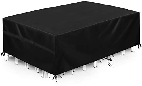 GARPROVM Abdeckung für Gartenmöbel, Abdeckplane Gartenmöbel Schutzhülle für Gartenmöbel Wasserdicht Winddicht Anti-UV Staubdicht Oxford Gewebe, für Outdoor Sofa Tisch Möbelsets - 280x204x106cm
