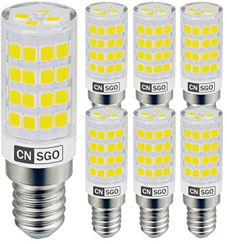 CNSGO E14 Ampoules LED Blanc Froid 6000K, 530 Lumen, 4W équivalent 45W Halogène, Lot de 6, Maïs Ampoules 360° Angle de Faisceau, AC220-240V Sans Scintillement Economie D’énergie Lampe, Non-Dimmable