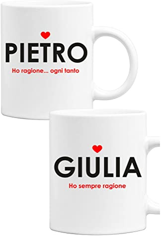 Colorfamily Coppia Tazze Mug Sanvalentino Personalizzabile Ho sempre ragione Personalizza con nome Amore Innamorati Fidanzati Regalo Lui e Lei