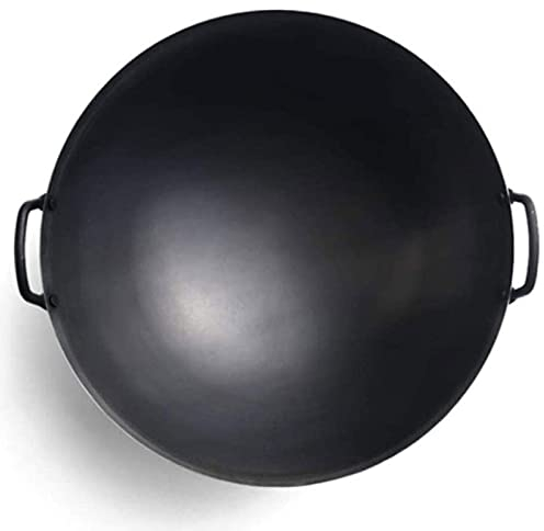 ZXFDMSWJ Wok de Hierro Fundido para salteados y salteados, Wok Chino de Hierro Antiadherente Resistente o sartén para saltear, Utensilios de Cocina Aptos para Horno/asador/Parrilla, freidora de cocin