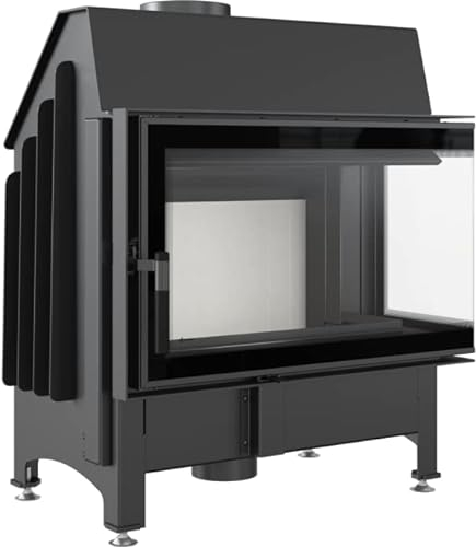 KRATKI Kamineinsatz ZIBI Deco Rechts 11kW - Kaminkassette - Holzkamin - 2.BImSchV 15a B-Vg - Lufteinlass 125mm - Cremefarbe Kaminverkleidung - modern Deco-Verglasung - Hersteller KRATKI