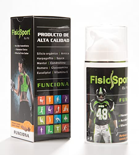 FISIOSPORT ÉLITE | Crema de masaje profesional con ingredientes naturales para músculos y articulaciones | Desarrollada por fisioterapeutas | Permufe a mentol, canela y naranja | 100 ml