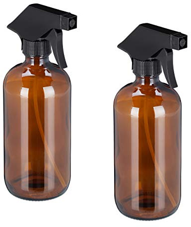 Relaxdays Sprühflasche Glas, 2X 500 ml, Set, nachfüllbar, Nebel & Strahl, Haarpflege, Reinigung, Zerstäuber, leer, braun | Nebel & Strahl, Haarpflege, Reinigung, Zerstäuber, leer