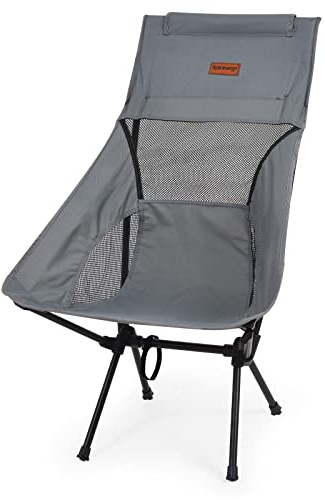 Rainberg Chaise de Camping Ultra légère à Dossier Haut - Chaise Pliante pour Adultes - Chaises de Camping Pliables pour Jardin, Pique-Nique, Barbecue - Gris