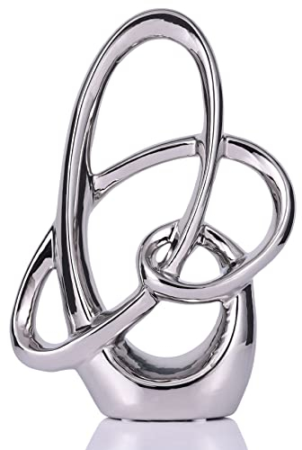 Estatua moderna de cerámica plateada – Acento abstracto para el hogar y figura de mesa para sala de estar, dormitorio, baño, oficina, estante, mantel, boda, decoración de centro de mesa