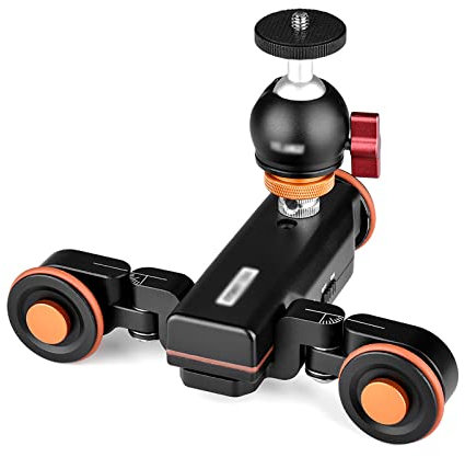 Carrello per Videocamera con Telecomando, Carrello per Videocamera con Videocamera a 3 Ruote con Testa a Sfera, 3 velocità Regolabili E Rotazione a 360 Gradi, per Fotocamera E Smartphone