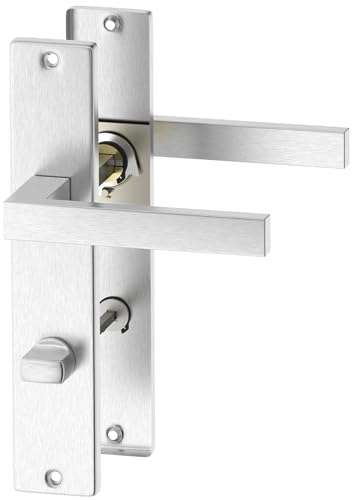 ERGO line CUBE Edelstahl Türbeschlag Türgriff für Badtüren WC Langschild Drückergarnitur, Türbeschlag, Türklinke, Türdrücker