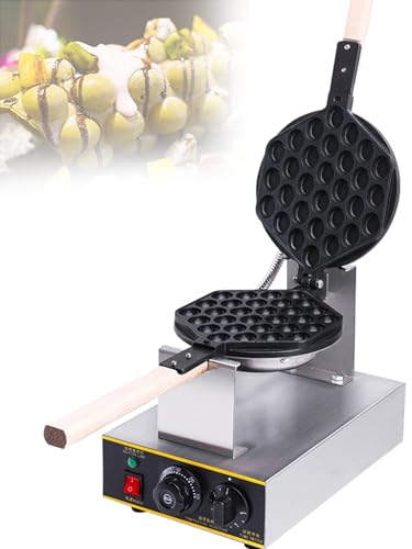 Bubble Waffle Maker For Egg Puff Och Hong Kong Våfflor | Professionellt Elektriskt Bubbelvåffeljärn Med Nonstick-beläggning Och Manuell Termostat | Rostfritt Stål