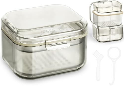 ACWOO Caja de Dentadura Postiza, Caja De Dientes Dentadura, Caja de Baño para Dentaduras, Caja de Almacenamiento de Dentaduras Postizas, Para Limpieza De Almacenamiento De Dientes Postizos