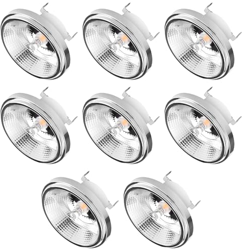 TPMAFF Lot de 8 Ampoules LED AR111 G53 avec réflecteur 15 W 1500 lumens (équivalent 120 W) Angle de Faisceau 45°, 12 V AC/DC Basse Tension, Non Variable