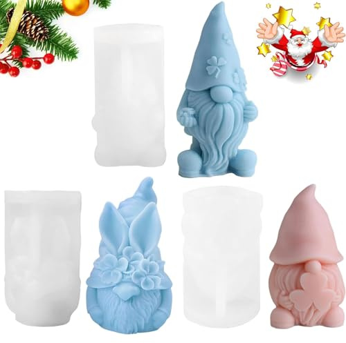 3 Stück Silikonform /3D Silikonformen Gießformen Kerzenformen zum Gießen | Gießformen Weihnachten Kerze Weihnachtsmann/Silikonform für Herstellung von Kerzen Aromatherapie Weihnachtsdeko