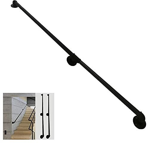 Industrielle Rohr-Handläufe für Treppen, Wandstütze, Geländer-Set, einfache Installation, Haltegriff für ältere Menschen und Kinder, 6 m Länge, 3 m, Einheitsgröße