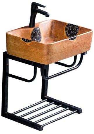 YYUINU Lavandino da Bagno Ad Angolo, Lavandino da Bagno A Parete con Portasciugamani, Lavandino Moderno A Parete, Lavandino per Piccoli Spazi,47x37x58cm