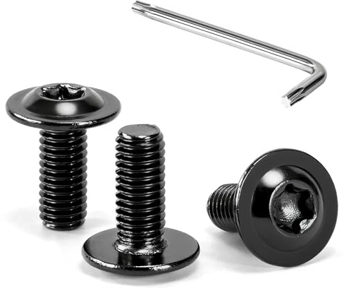 Tunejoy Tornillos de Cabeza Alomada Torx con Brida M5 x 12 mm Negro Tornillo de Cabeza Hexagonal de Acero Inoxidable A2 V2A Tornillos Máquina con Allen Rosca Completa 30 Piezas