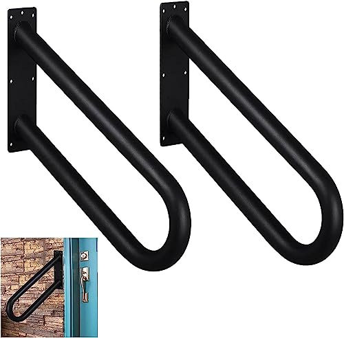 MEILISHAOMEI 19.7 Inch Wall Mounted Handrails for Outdoor Steps,Metal Outdoor Stair Railing for 1-3 Steps,2 Pack U-Shaped Safe Grab Bar Hand Rails for Garden,Porch Entry Steps(Size:70cm/27.6)