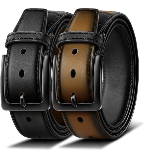 KEMISANT Gürtel Herren, Gürtel Wendbarer Ledergürtel Geschenk für Casual,Anzug,Golfhosen und Jeans,In Geschenksverpackung(Schwarz/Tawny,105cm/32-34 taille verstellbar)